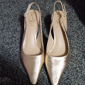 Sam Edelman Gold Textured Slingback Heels